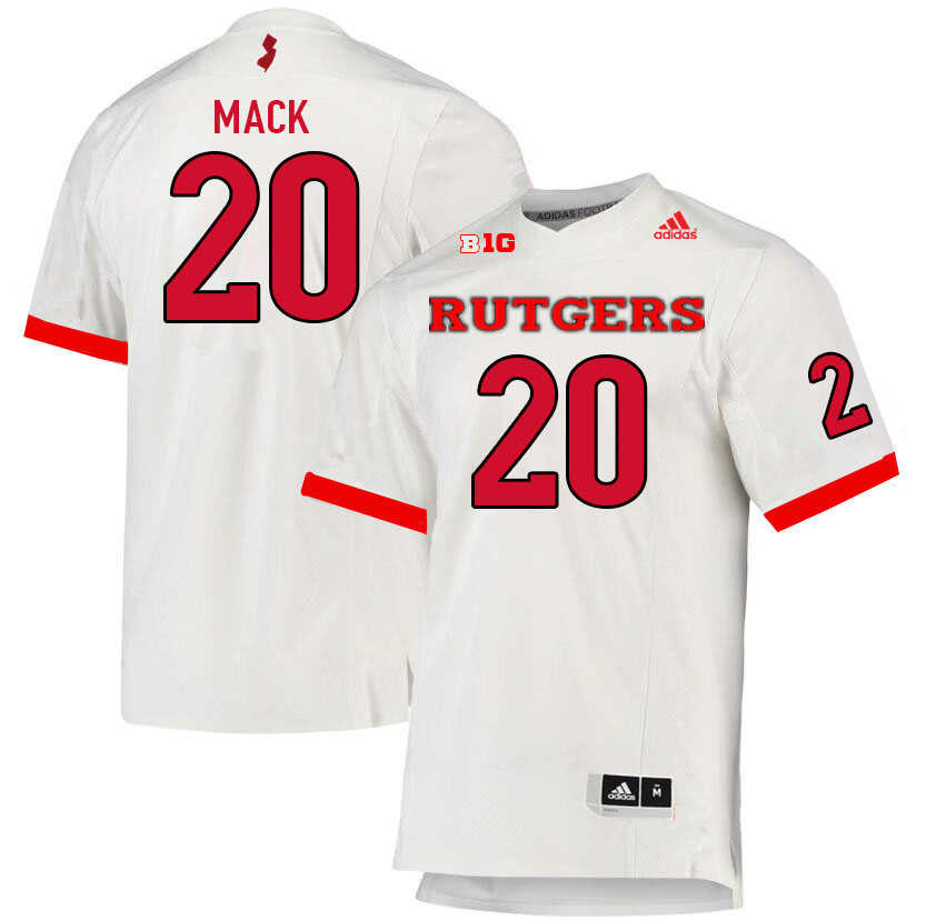 Men #20 Elijuwan Mack Rutgers Scarlet Knights College Football Jerseys Sale-White - Click Image to Close